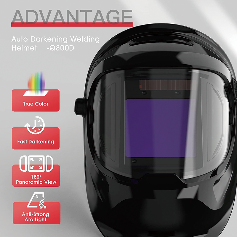 Large Viewing True Color Welding Helmet,Solar Powered Auto Darkening Welding Helmet,4 Arc Sensor Wide Shade,for TIG MIG ARC Grinding Plasma LYG-Q800D