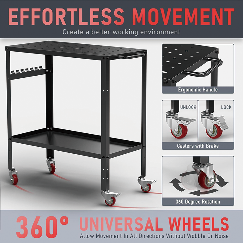 Welding Table workbench,36x18 Inches, 1200 lb Load Capacity,Portable Work Bench with Braking Lockable Casters