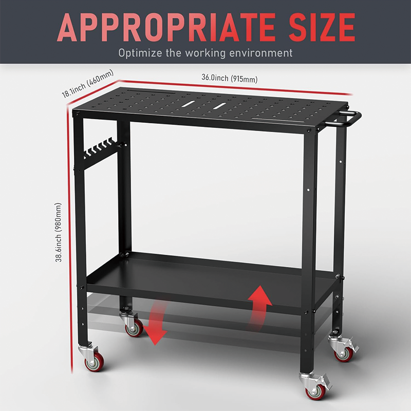 Welding Table workbench,36x18 Inches, 1200 lb Load Capacity,Portable Work Bench with Braking Lockable Casters