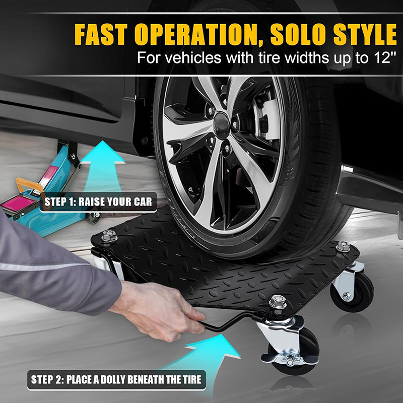 3000 lbs Moving Vehicle Dolly Heavy-Duty Car Wheel Dollies Set of 2 Piece Car Tire Stakes for Moving, Car Repair