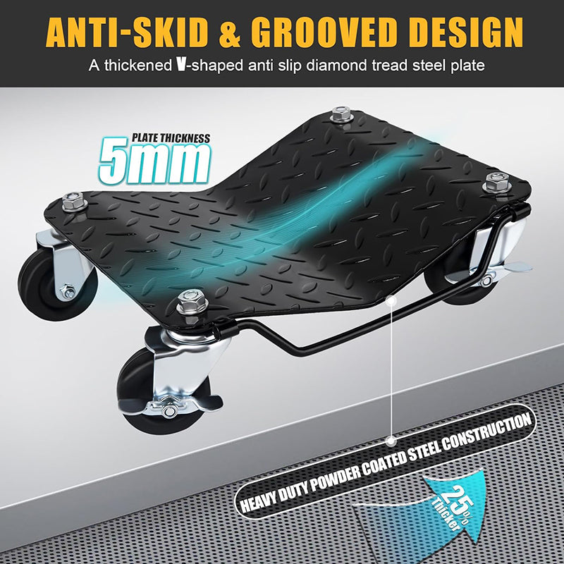 3000 lbs Moving Vehicle Dolly Heavy-Duty Car Wheel Dollies Set of 2 Piece Car Tire Stakes for Moving, Car Repair