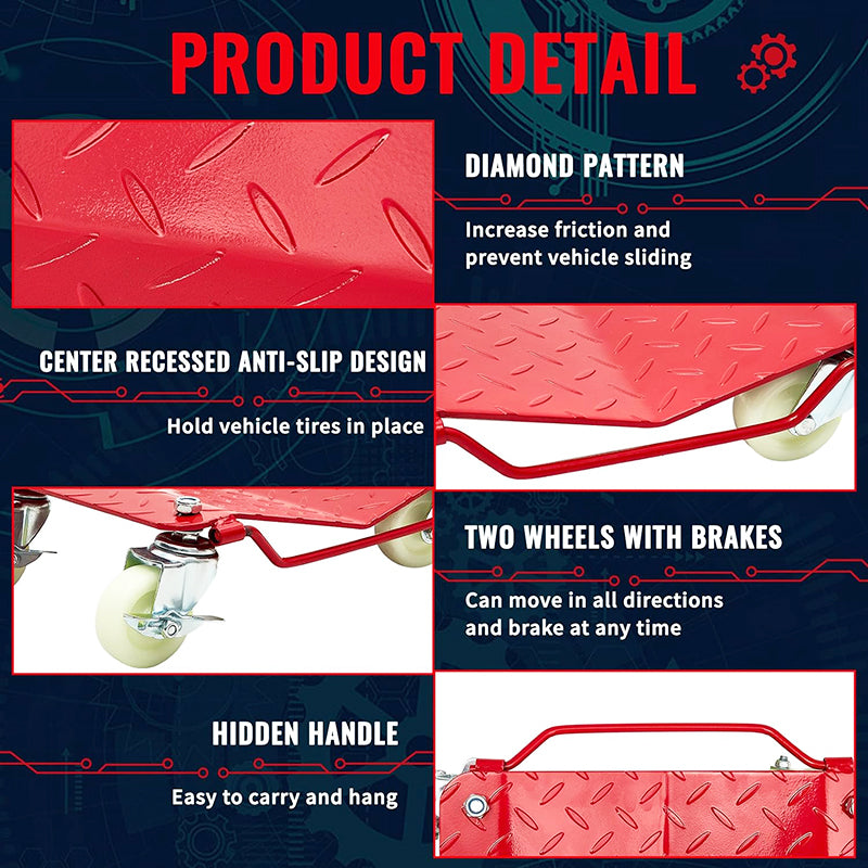 16" x 13" Heavy Duty Wheel Dolly Car Stakes Steel 6000 Lbs Capacity Auto Vehicle Moving Dolly Set of 4 Car Dolly for Vehicle Storage Furniture Mover Trailer