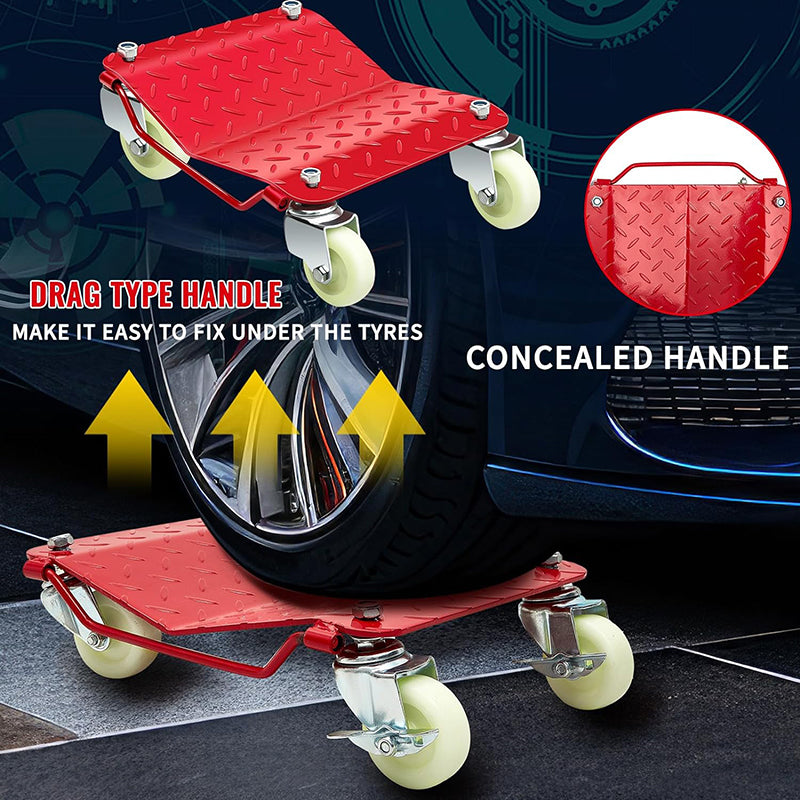 16" x 13" Heavy Duty Wheel Dolly Car Stakes Steel 6000 Lbs Capacity Auto Vehicle Moving Dolly Set of 4 Car Dolly for Vehicle Storage Furniture Mover Trailer