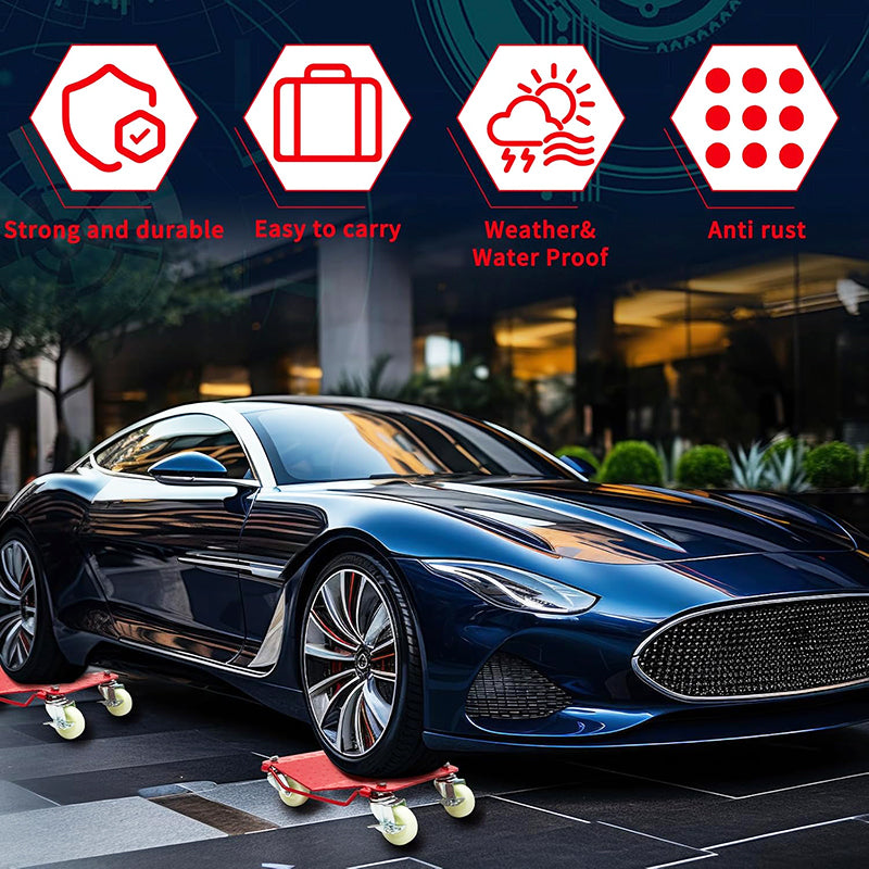 16" x 13" Heavy Duty Wheel Dolly Car Stakes Steel 6000 Lbs Capacity Auto Vehicle Moving Dolly Set of 4 Car Dolly for Vehicle Storage Furniture Mover Trailer