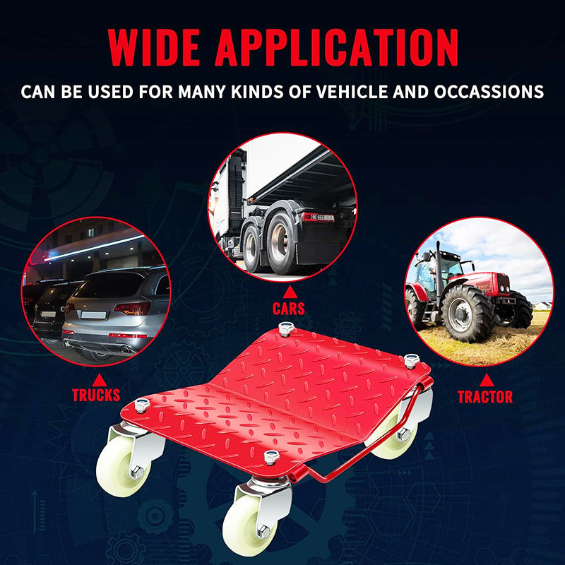 16" x 13" Heavy Duty Wheel Dolly Car Stakes Steel 6000 Lbs Capacity Auto Vehicle Moving Dolly Set of 4 Car Dolly for Vehicle Storage Furniture Mover Trailer