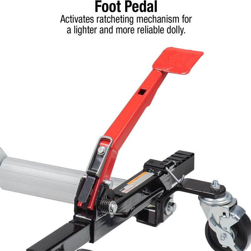 1 Piece Wheel Dolly with Ratcheting Foot Pedal Heavy Duty Vehicle Positioning for Car Truck RV Trailer 1500 LBS