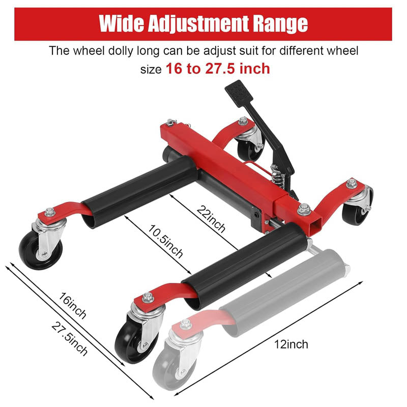 2 PCS Wheel Dolly 1500lbs Heavy Duty Car Wheel Dolly Ratchet Type Tire Skate Tire Jack for Car Truck RV Trailer
