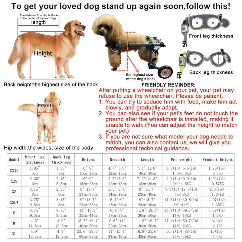 Adjustable Dog Cart/Wheelchair,Assisting in Healing,Fordable Dog Wheelchair for Back Legs,for Injured, Disabled, Paralysis, Hind Limb Weak Pet(M White)