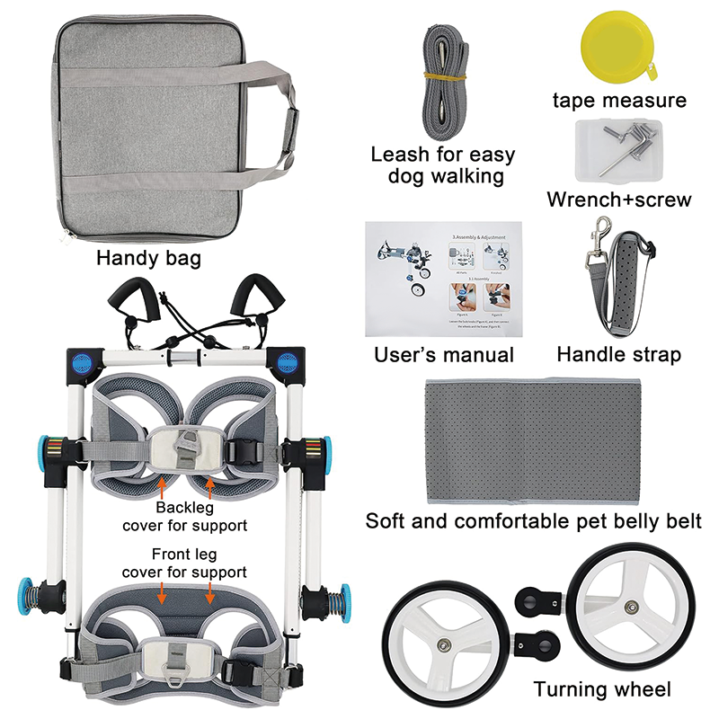 Adjustable Dog Cart/Wheelchair,Assisting in Healing,Fordable Dog Wheelchair for Back Legs,for Injured, Disabled, Paralysis, Hind Limb Weak Pet(M White)