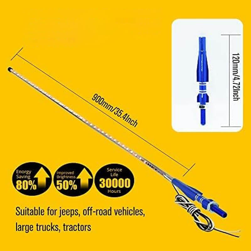 2pcs 3 FT Whip Light with Spring Base 270° Auto Strobe LED Antenna Light Waterproof for UTVs, ATVs, Motorcycles