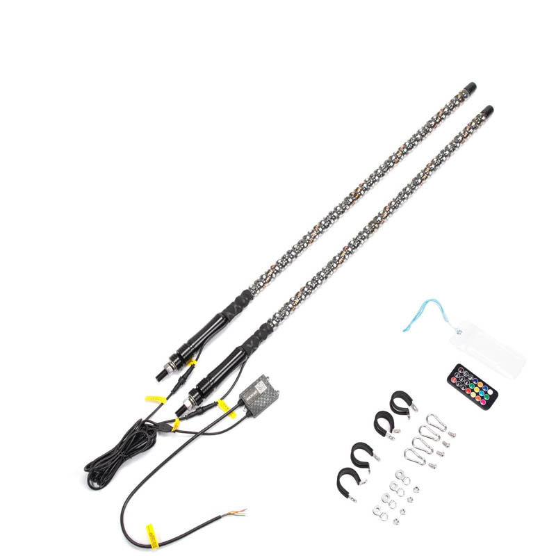 2pc 3ft Spiral Whip Lights with APP & Remote Control for UTVs, ATVs, Motorcycles, RZR, Can-am, Go-kart