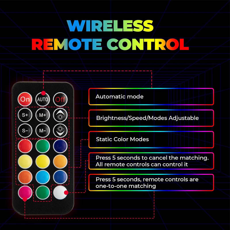 2pc 3ft Spiral Whip Lights with APP & Remote Control for UTVs, ATVs, Motorcycles, RZR, Can-am, Go-kart