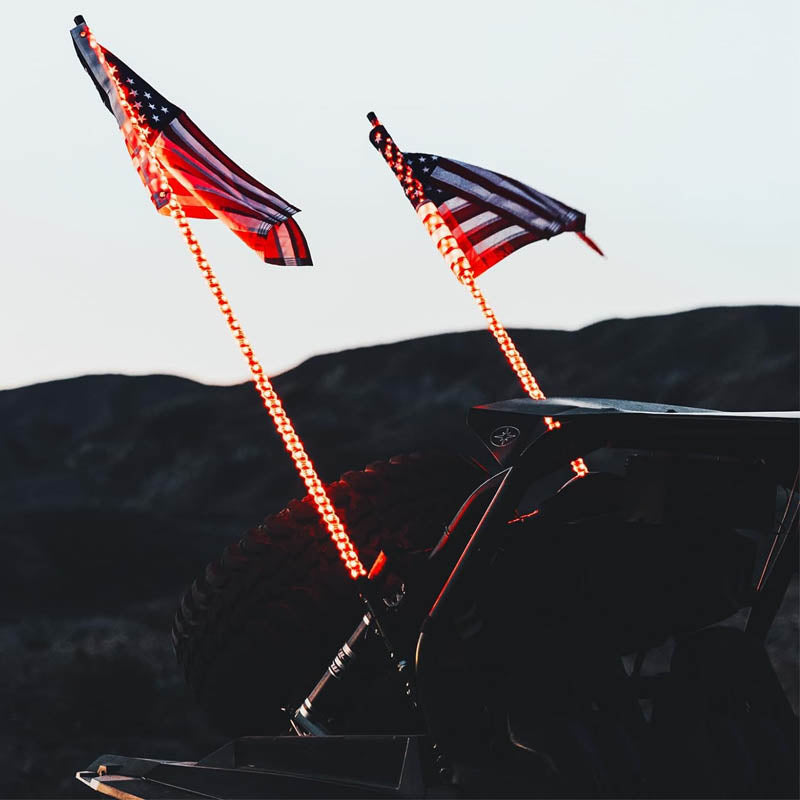2pc 3ft Spiral Whip Lights with APP & Remote Control for UTVs, ATVs, Motorcycles, RZR, Can-am, Go-kart