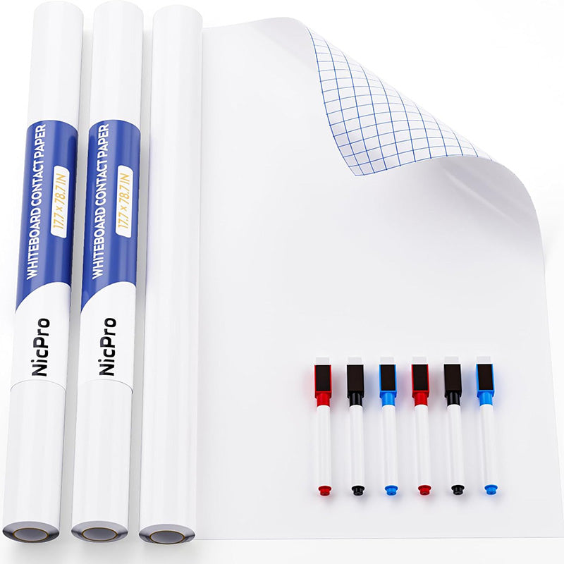 2 Pack Dry Erase Whiteboard Sticker 17.7" X 78.7"Self-Adhesive White Board Peel Stick Paper to Do List for School, Office, Home