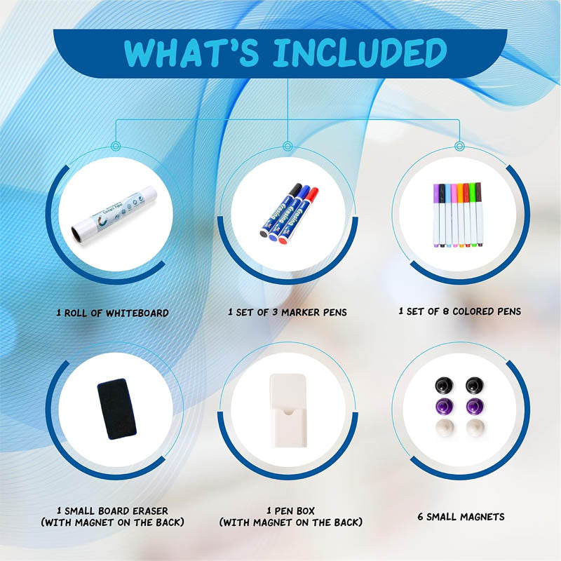 Whiteboard Sticker 39" x 18” Adhesive Magnetic Dry Erase White Board Sticker for Wall Easy to Write and Clean