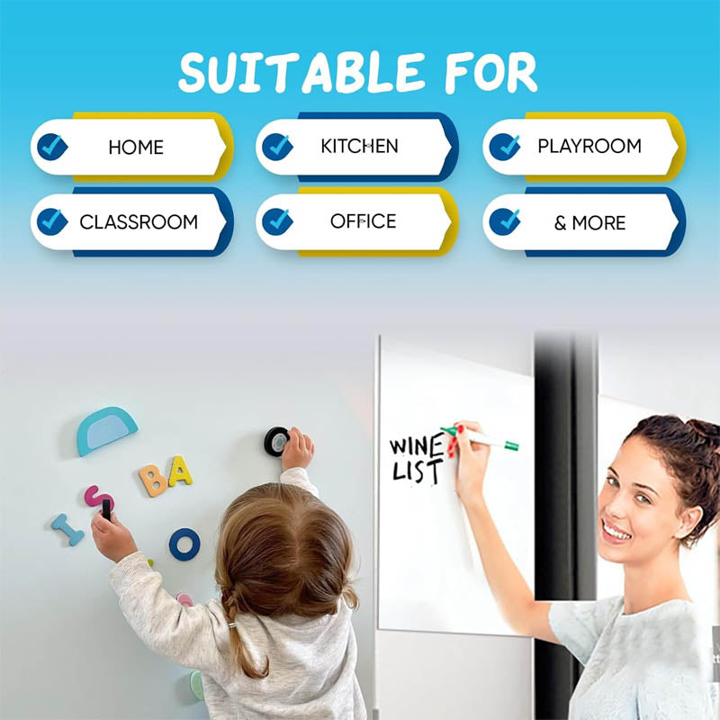Whiteboard Sticker 39" x 18” Adhesive Magnetic Dry Erase White Board Sticker for Wall Easy to Write and Clean