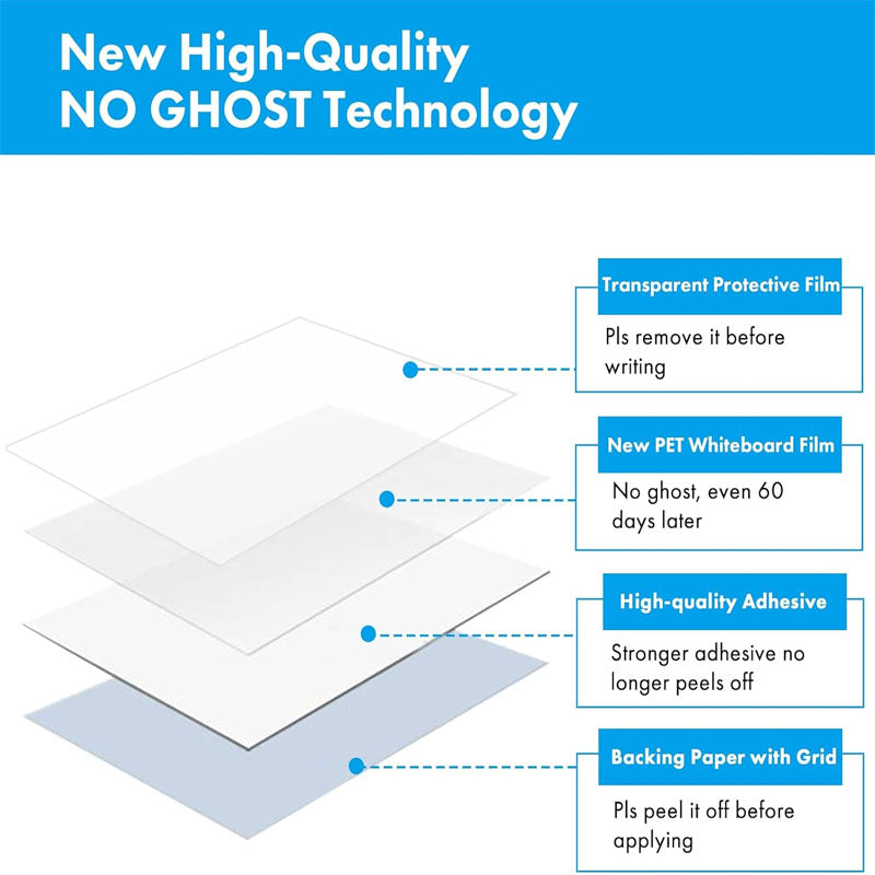 Whiteboard Sticker for Wall 23.4" x 78.7" Peel and Stick Dry Erase Contact Paper Adhesive Poster Board with 1 Marker