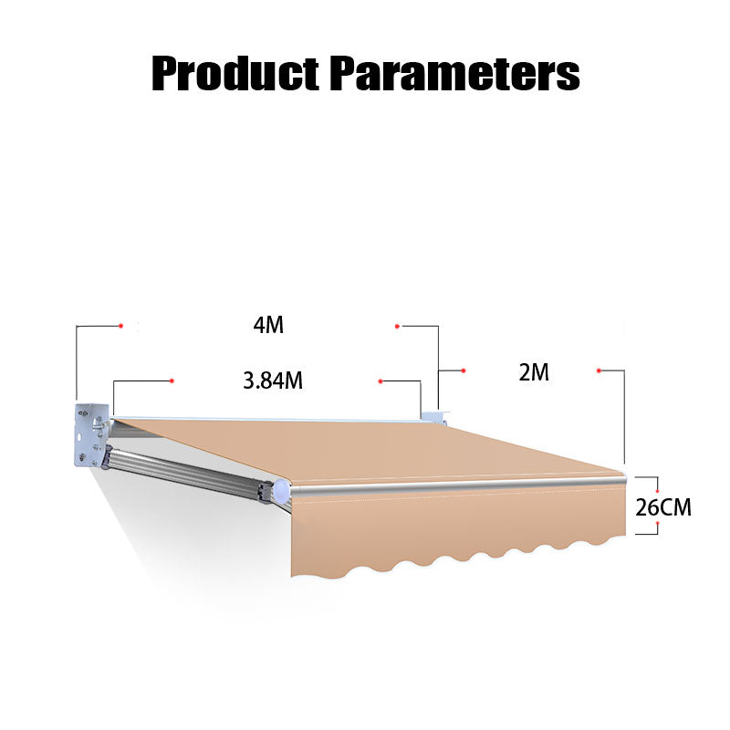Retractable Sunshade, Hand-Cranked Electric Folding And Retracting Sunshade, Outdoor Sun Protection Awning