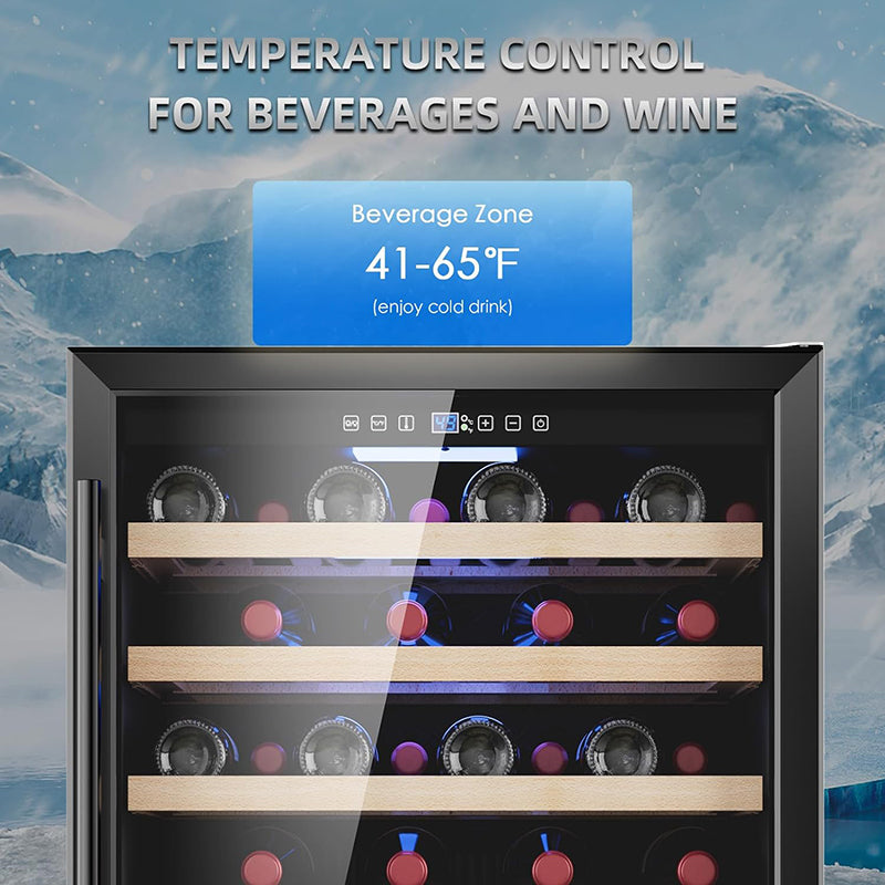 24 Inch Wine Cooler 51 Bottle Wine Refrigerator with Removable Shelves & Blue Interior Light