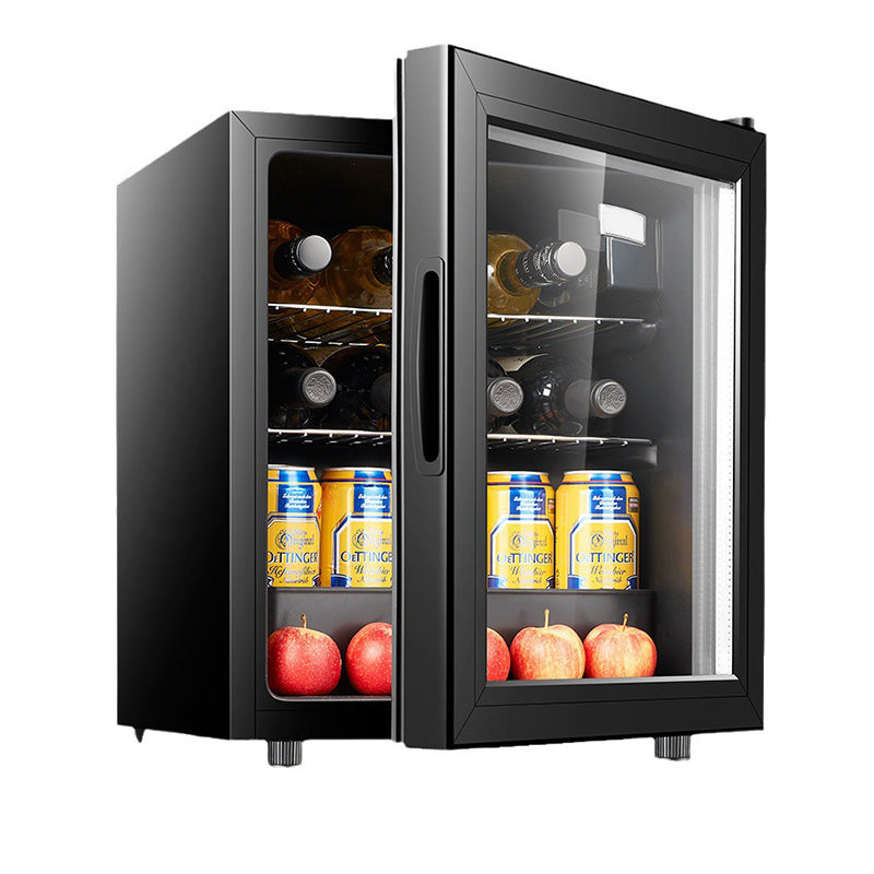 Wine Cooler with Blue LED Light Single Door Transparent Glass Office Small Refrigerator