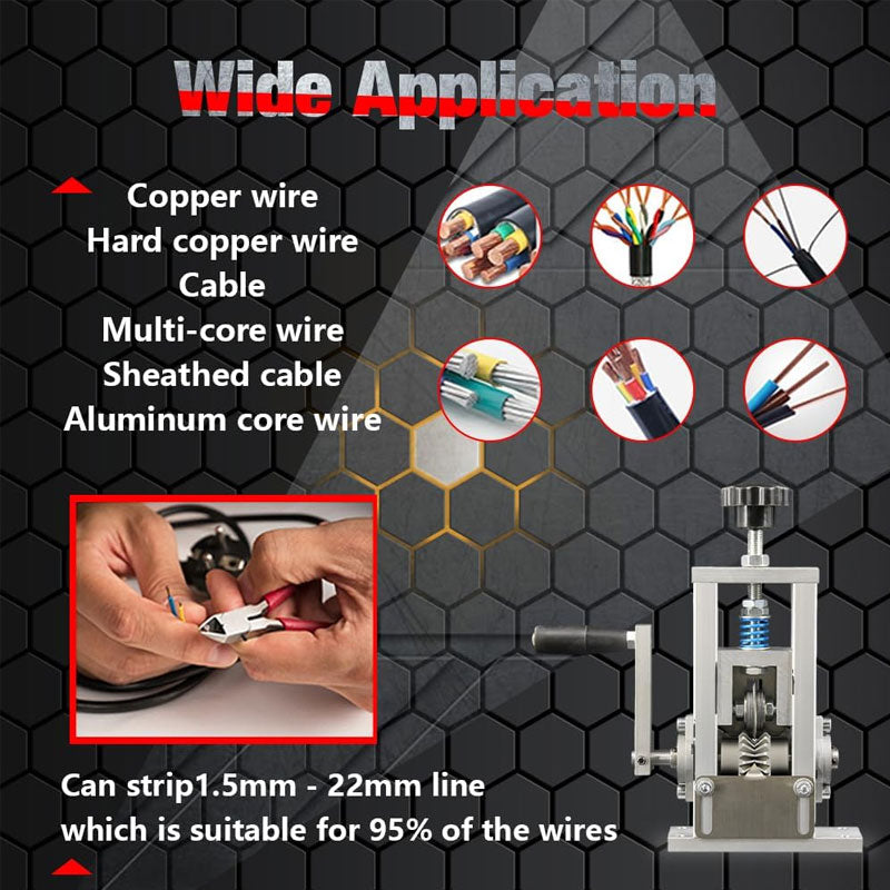 Wire Stripping Machine, 0.05-0.8 Inch Wire Stripping Crank, Spring Pressure Blade (Manual/Automatic) For Scrap Copper Recycling