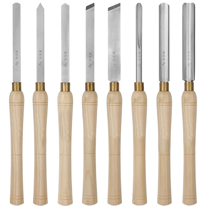 8pc Wood Lathe Chisel Set, HSS Wood Lathe Turning Tools, Woodworking Lathe Tools For Turning Pens or Small