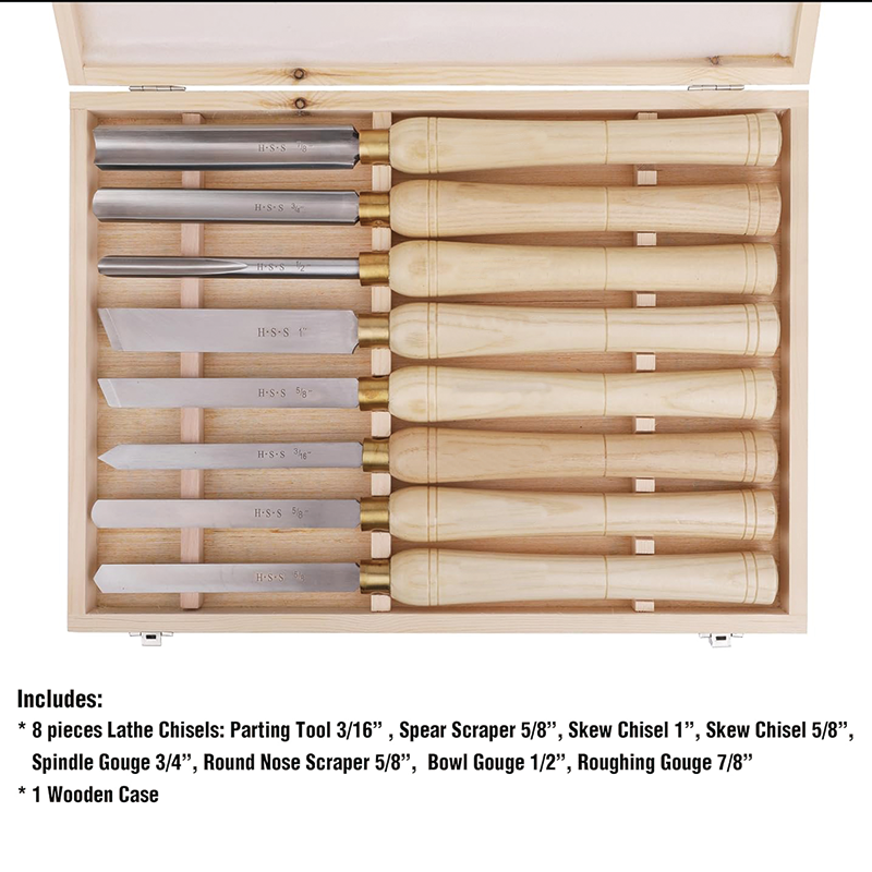 8pc Wood Lathe Chisel Set, HSS Wood Lathe Turning Tools, Woodworking Lathe Tools For Turning Pens or Small