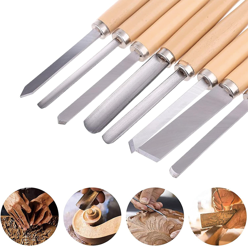 Wood Lathe Tools Set, 8Pcs Professional Wood Turning Tools, for Beginners Professionals Hobbyists