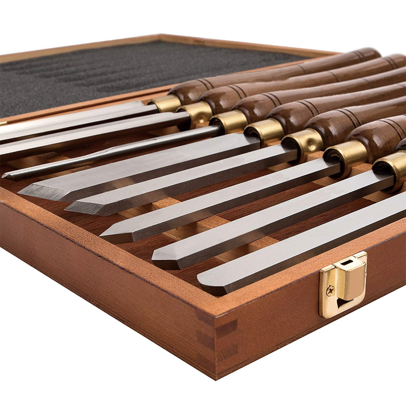 Wood Lathe Chisel Set, 8-Pieces HSS Wood Turning Tools Lathe Chisel Set with Wooden Box