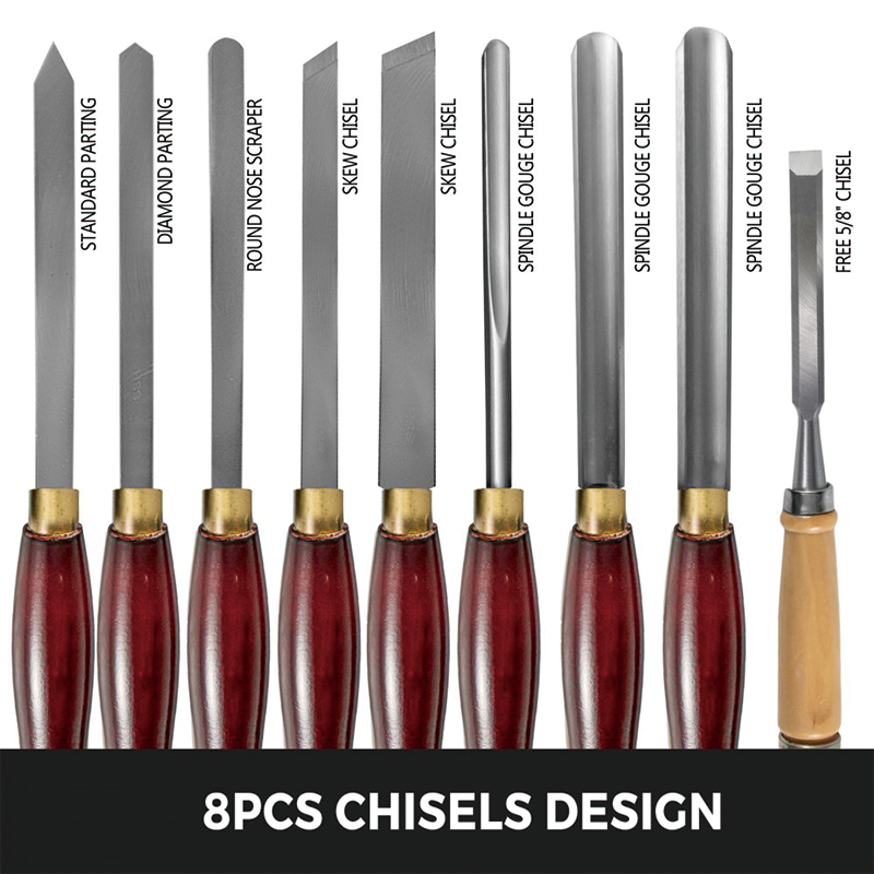 Wood Chisel Set,Woodworking Lathe Chisel Set 8 Piece Set Lathe Chisel HSS Steel Blades Wood Turning Tools Wooden Case for Storage for Wood Carving Root Carving Furniture Carving Lathes Red