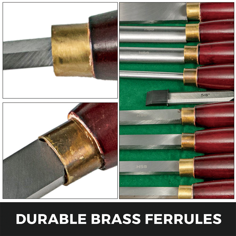 Wood Chisel Set,Woodworking Lathe Chisel Set 8 Piece Set Lathe Chisel HSS Steel Blades Wood Turning Tools Wooden Case for Storage for Wood Carving Root Carving Furniture Carving Lathes Red