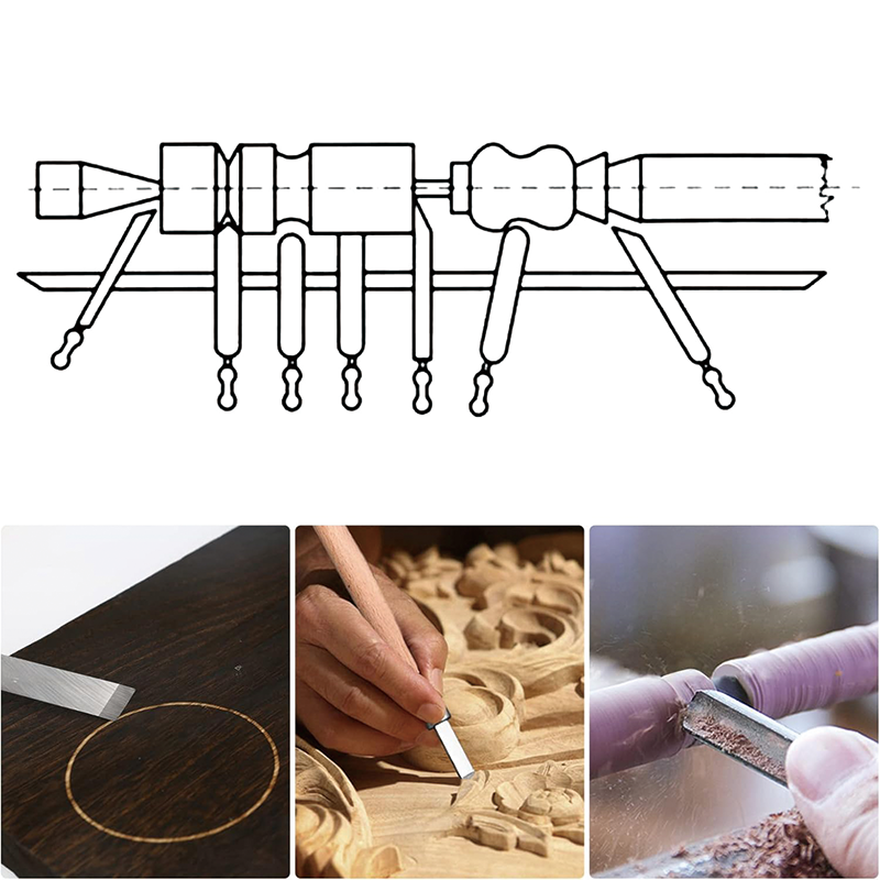 8 Piece Wood Turning Tools,Manganese Steel Lathe Chisel Set with Wood Handle for Beginner to Intermediate