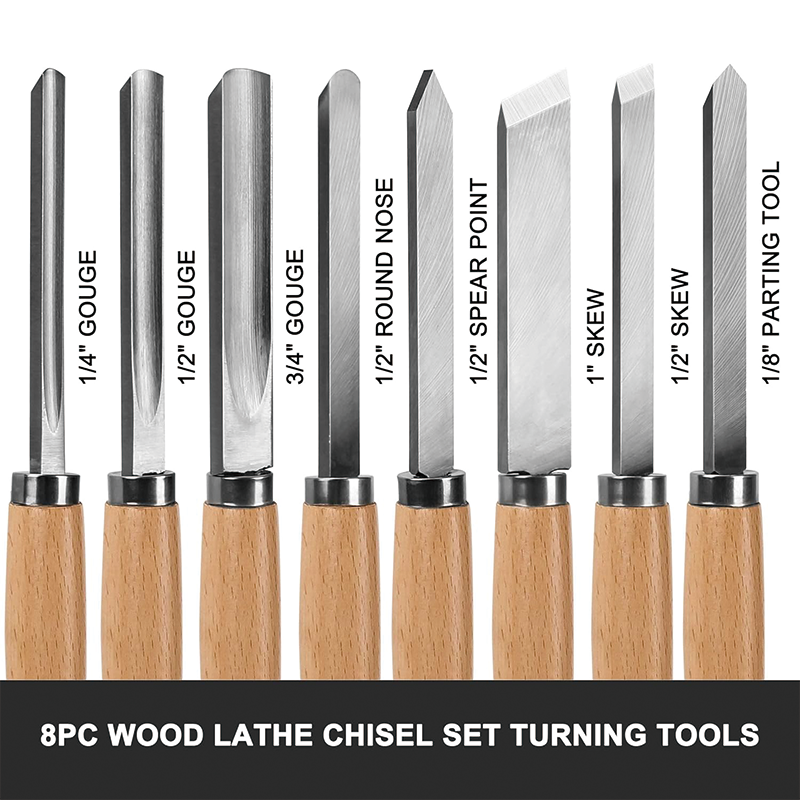 8 pcs Wood Lathe Chisel Set, Professional Wood Turning Chisel Set, for Beginners, Hobbyists and Professionals