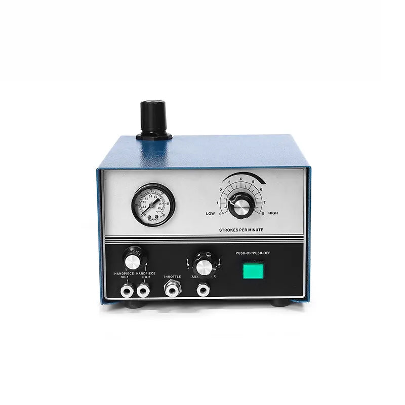 Pneumatic Micro-Setting Desktop Equipment Engraving Machine Hand Jewelry Engraving Tools Handpiece Double Head Pneumatic 100-240V 0-8000Rpm