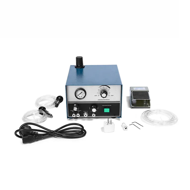 Pneumatic Micro-Setting Desktop Equipment Engraving Machine Hand Jewelry Engraving Tools Handpiece Double Head Pneumatic 100-240V 0-8000Rpm