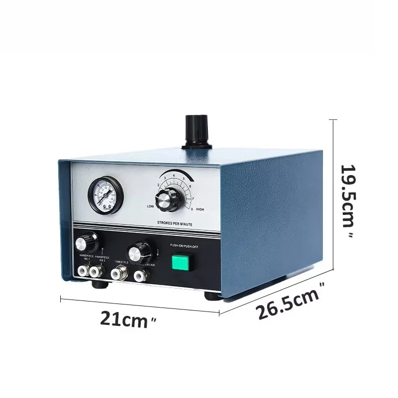 Pneumatic Micro-Setting Desktop Equipment Engraving Machine Hand Jewelry Engraving Tools Handpiece Double Head Pneumatic 100-240V 0-8000Rpm