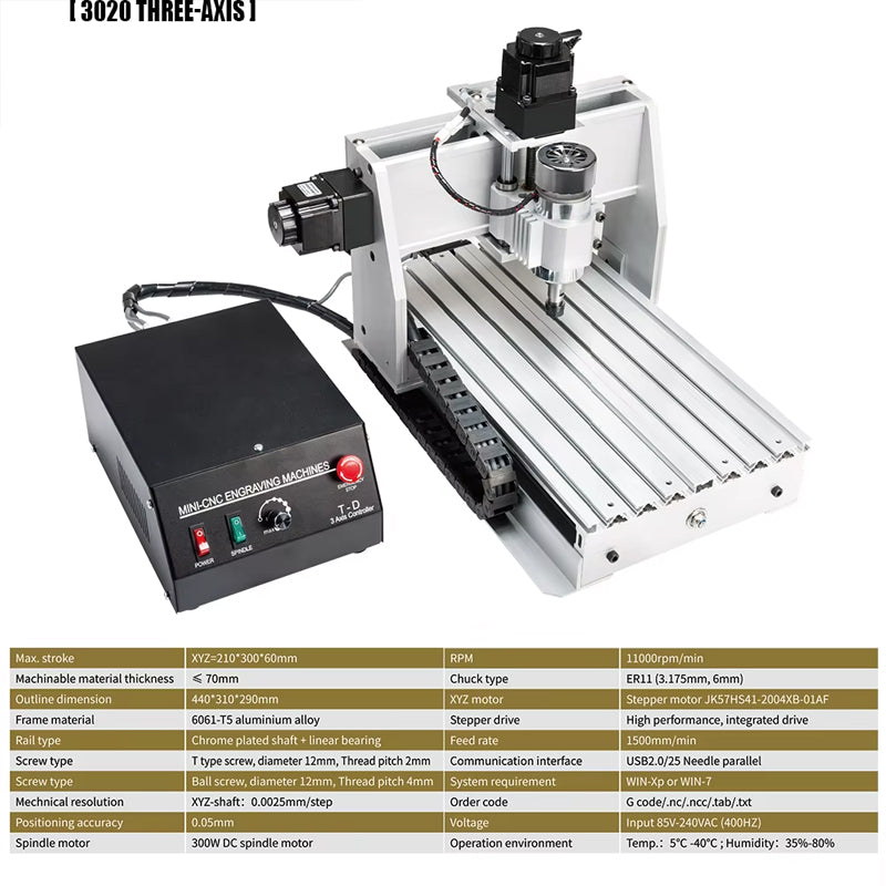 3020 Mini Miniature Engraving Machine Carving Machine For Milling Wood Holes Cnc Router Aluminum Making