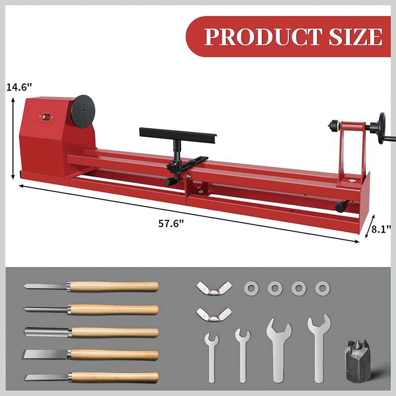 Wood Lathe, 14 in x 40 in,370W Power Wood Turning Lathe Machine,4 Speed 810/1180/1700/3400RPM,with 5 Chisels for Woodworking,for Woodworking