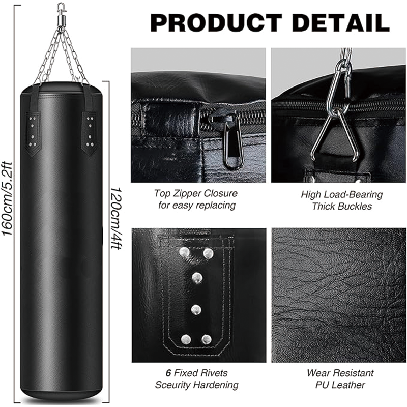 Punching Bag for Adults,4ft PU Heavy Boxing Bag Set with 12OZ Gloves for MMA Karate Judo, Muay Thai Kickboxing Boxing, Home Gym Training, (Unfilled)