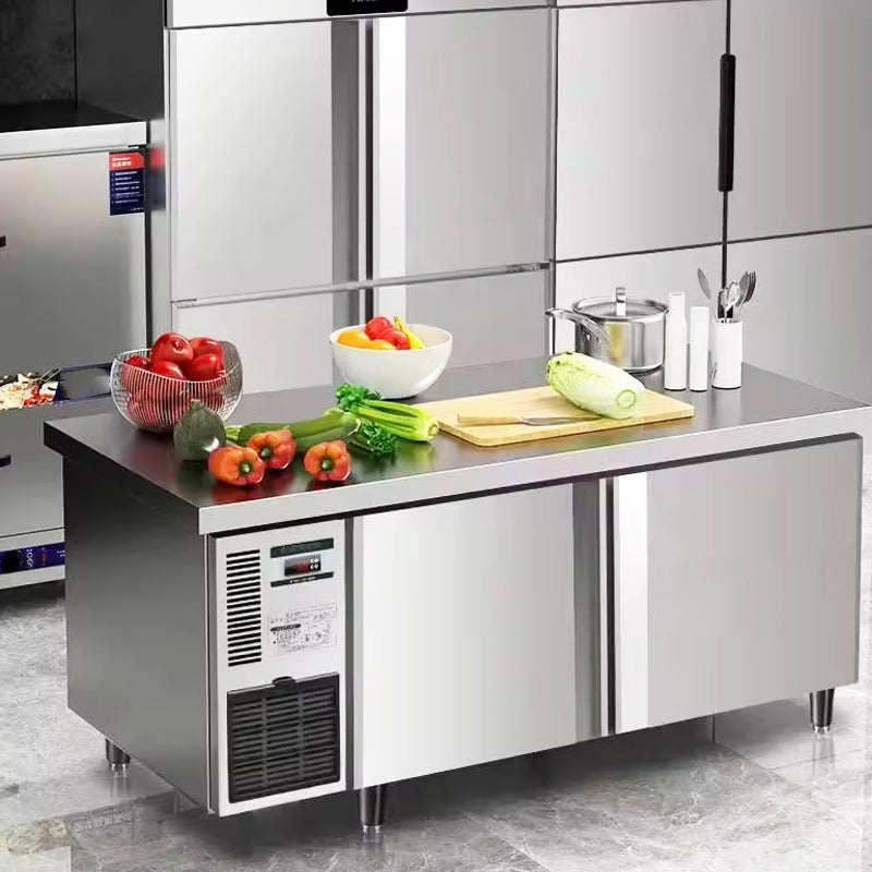 Commercial Stainless Steel Worktop Refrigerator Kitchen Bench Fridge Air-Cooled Undercounter Freezer