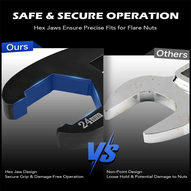 Crowfoot Wrench Set for 8 to 24 mm Flare Nuts 1/2" and 3/8" Drive 15-Piece Crows Foot Wrench Set with PP Storage Case