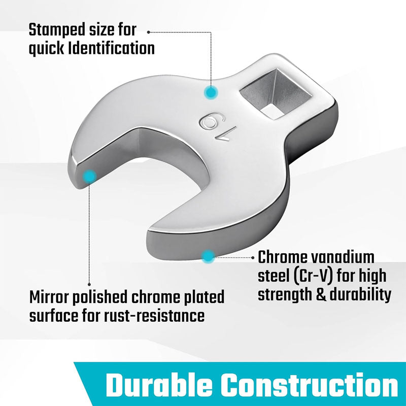 Crows Foot Wrench Set 3/8" Drive 11PCS CR-V Steel Large SAE 3/8"-1" Crowfoot Flare Nut Wrench Set with Storage Tray