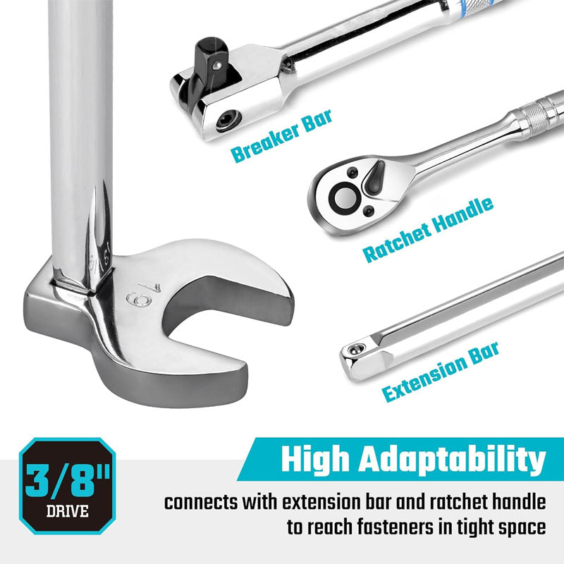 20-Piece 3/8" Drive Crowfoot Wrench Set Open End Wrench Set with EVA Foam Tool Organizer