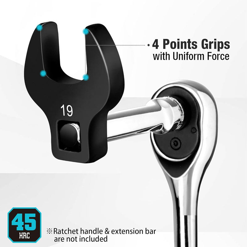 Crows Foot Wrench Set 3/8" Drive 11PCS CR-V Steel Large SAE 3/8"-1" Crowfoot Flare Nut Wrench Set with Storage Tray