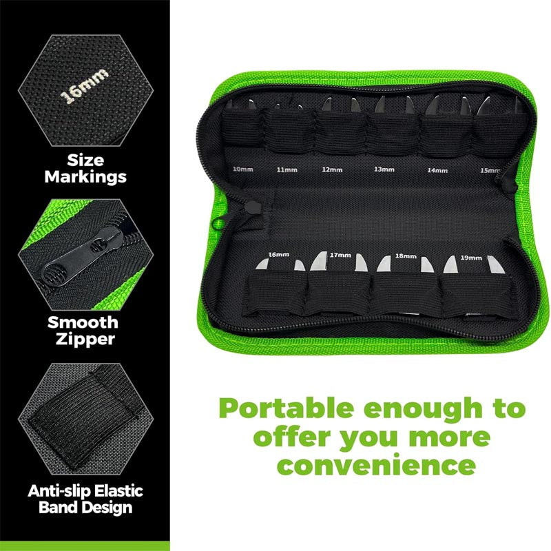 10-Piece 3/8" Crowfoot Wrench Set Size Covers 10-19mm CR-V Steel with Zipper Bag Open End Wrench Set