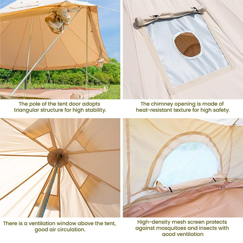 Canvas tent yurt tent with stove plug zipper removable floor suitable for luxury camping truck car camping