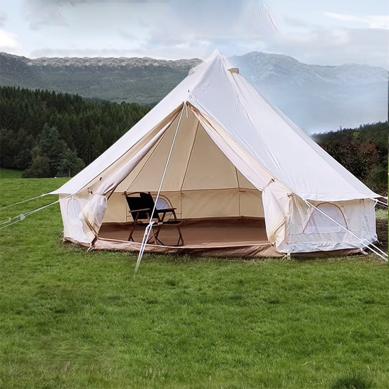 4m Yurt Tent Without Center Pole In Off-White Cotton Fabric