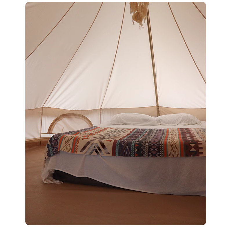 4m Yurt Tent Without Center Pole In Off-White Cotton Fabric