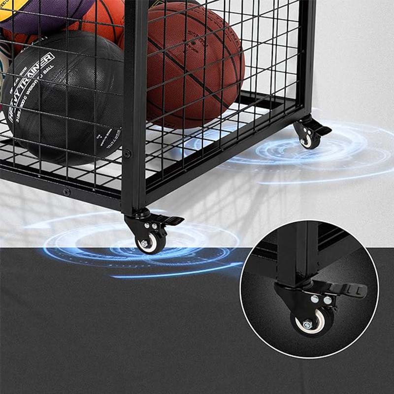 Rolling Sports Ball Storage Cart,Basketball Storage Bin for Indoor Outdoor,Rolling Exercise Ball Cart Holder for Gym, School, Club