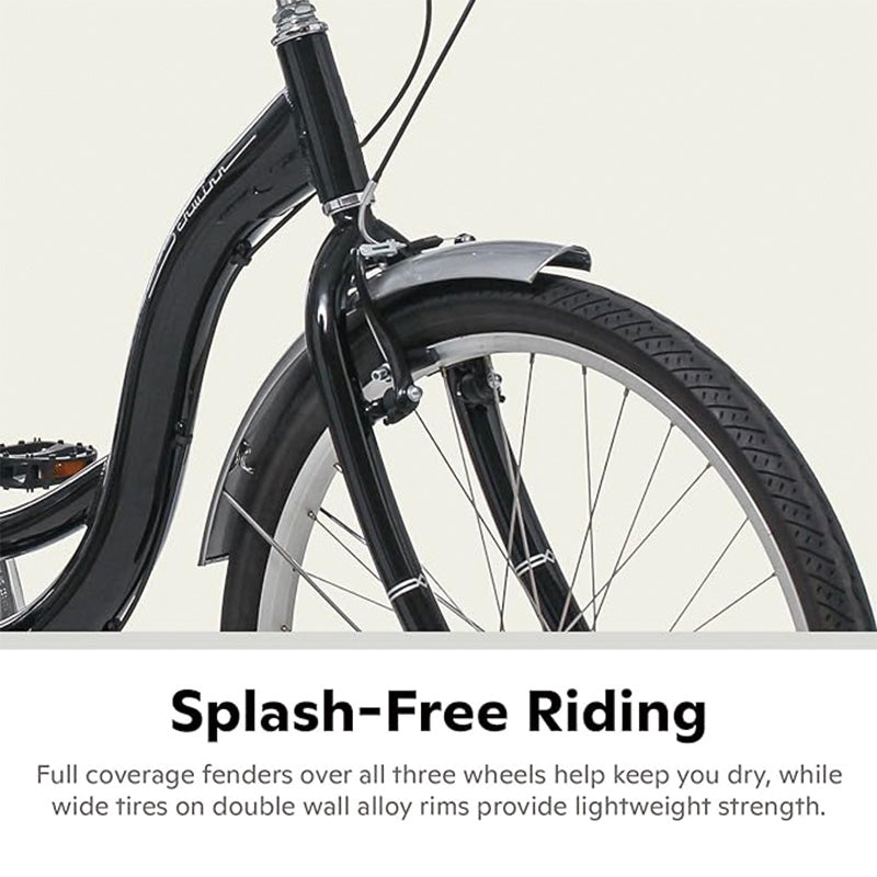 Adult Tricycles Bike, 7 Speed Adult Trikes, 24 Inch Three-Wheeled Bicycles, Carbon Steel Cruiser Bike with Basket and Adjustable Seat, Picnic Shopping Tricycles for Seniors, Women, Men